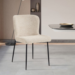 Pack table Apollo noire + 6 chaises Lisa beige