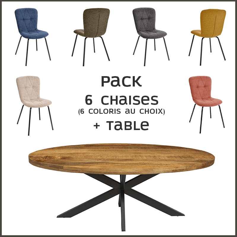 Pack table Alexa + 6 chaises Emma