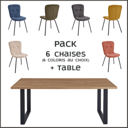 Pack table Alexander chêne vieilli + 6 chaises Emma