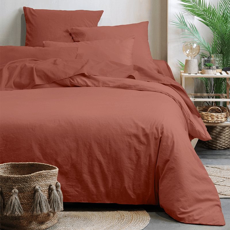 Drap housse Horizon 140x190cm terracotta