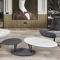 Table basse Denver pivotante gris foncé blanc